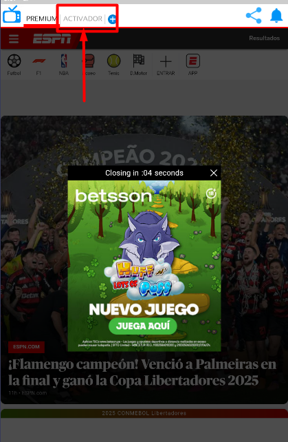 Pantalla principal con botón activador