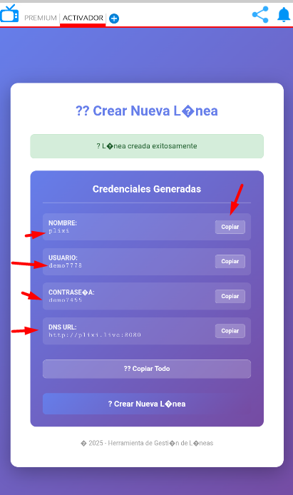 Credenciales generadas